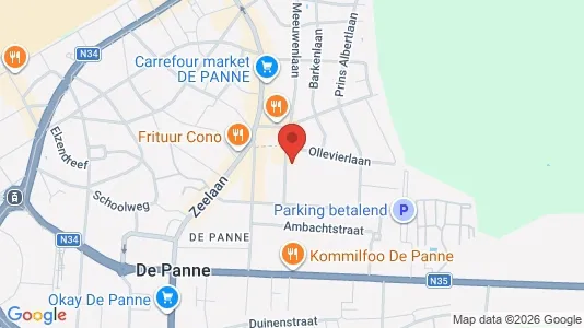 Apartments for rent i De Panne - kort over placeringen