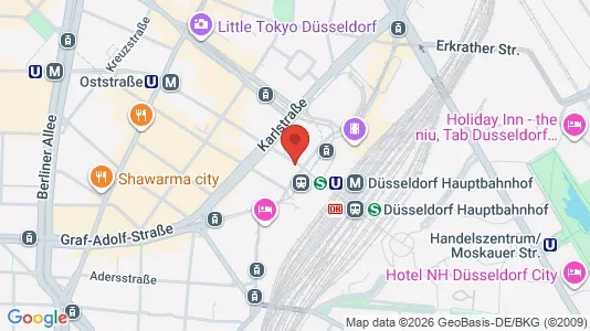 Apartments for rent i Dusseldorf - kort over placeringen