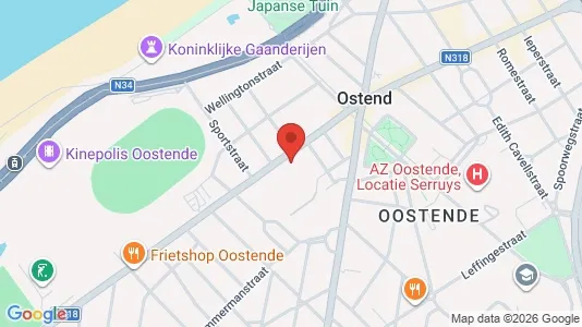 Apartments for rent i Oostende - kort over placeringen