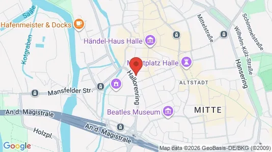 Apartments for rent i Halle (Saale) - kort over placeringen