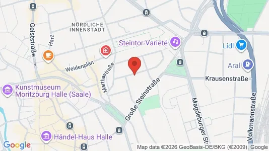 Apartments for rent i Halle (Saale) - kort over placeringen