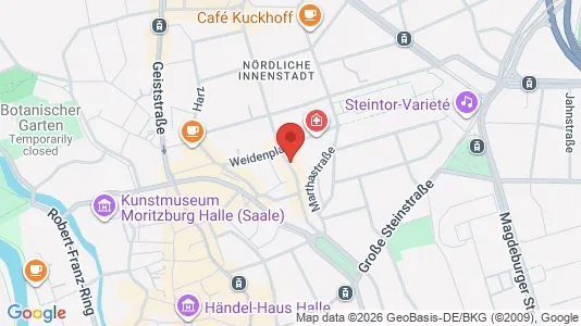 Apartments for rent i Halle (Saale) - kort over placeringen