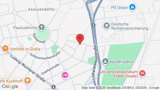 Apartments for rent i Halle (Saale) - kort over placeringen
