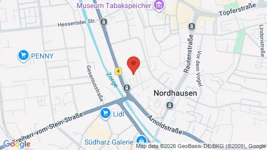 Apartments for rent i Nordhausen - kort over placeringen