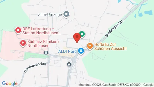 Apartments for rent i Nordhausen - kort over placeringen