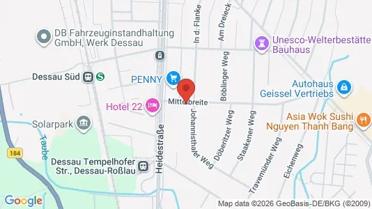 Apartments for rent i Dessau-Roßlau - kort over placeringen