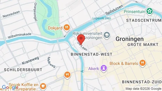 Rooms for rent i Groningen - kort over placeringen