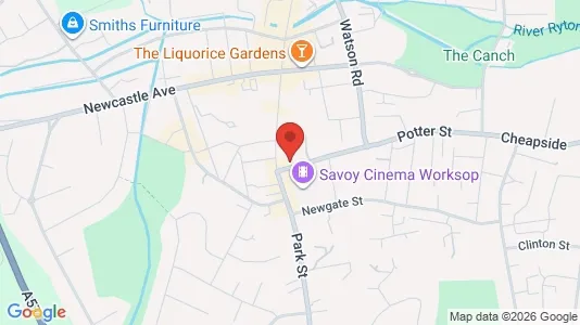 Apartments for rent i Worksop - Nottinghamshire - kort over placeringen