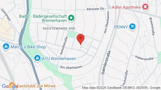 Apartments for rent i Bremerhaven - kort over placeringen