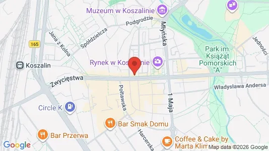 Apartments for rent i Koszalin - kort over placeringen