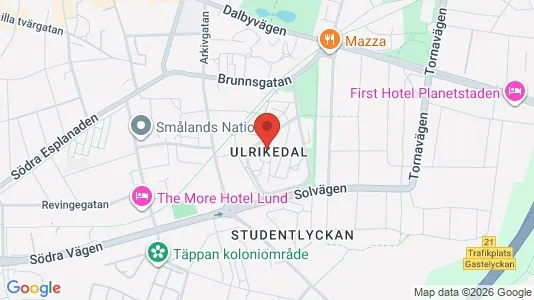 Rooms for rent i Lund - kort over placeringen