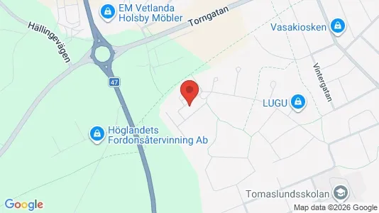 Apartments for rent i Vetlanda - kort over placeringen