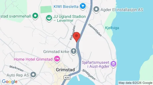 Rooms for rent i Grimstad - kort over placeringen