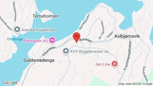 Rooms for rent i Arendal - kort over placeringen