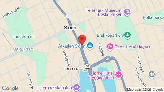 Rooms for rent i Skien - kort over placeringen