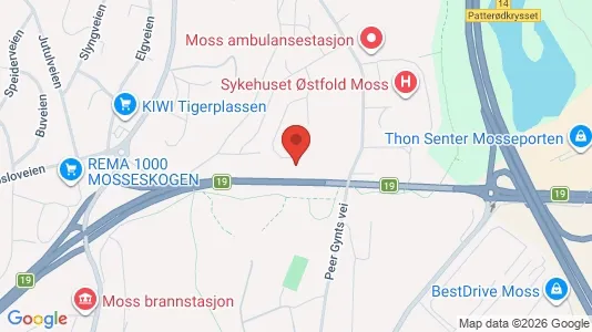 Rooms for rent i Moss - kort over placeringen