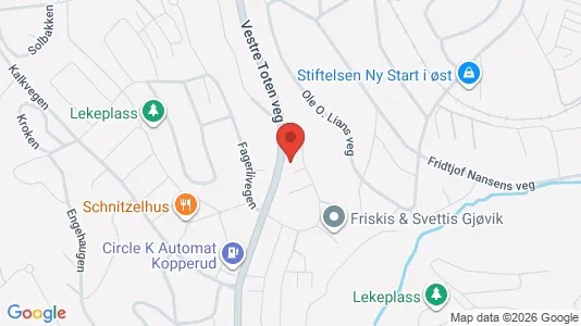 Rooms for rent i Gjøvik - kort over placeringen