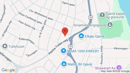 Apartments for rent i Gjøvik - kort over placeringen