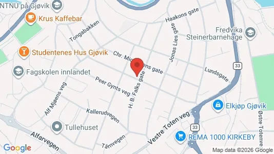 Rooms for rent i Gjøvik - kort over placeringen