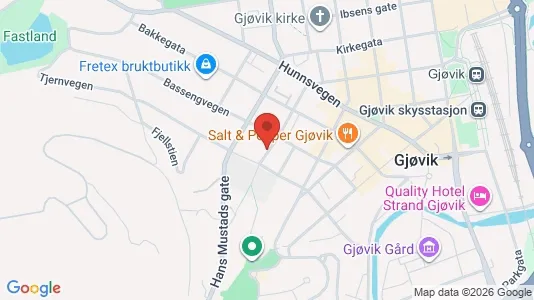 Rooms for rent i Gjøvik - kort over placeringen
