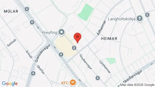 Apartments for rent i Reykjavík Laugardalur - kort over placeringen