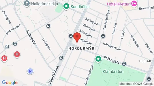 Apartments for rent i Reykjavík Hlíðar - kort over placeringen