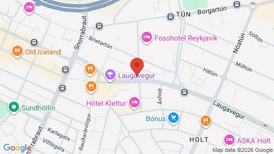 Apartments for rent i Reykjavík Hlíðar - kort over placeringen