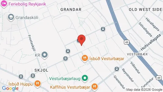 Apartments for rent i Reykjavík Vesturbær - kort over placeringen
