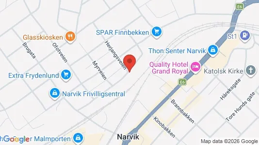 Rooms for rent i Narvik - kort over placeringen