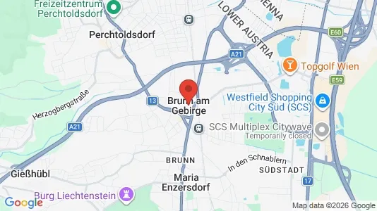 Apartments for rent i Brunn am Gebirge - kort over placeringen
