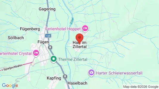 Apartments for rent i Hart im Zillertal - kort over placeringen