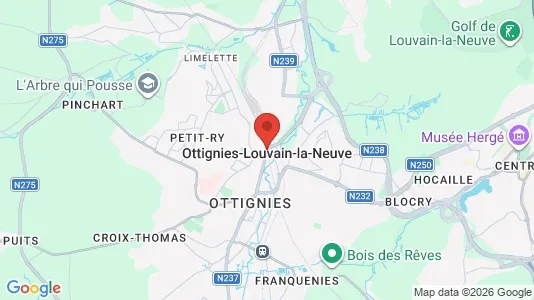 Apartments for rent i Ottignies-Louvain-la-Neuve - kort over placeringen
