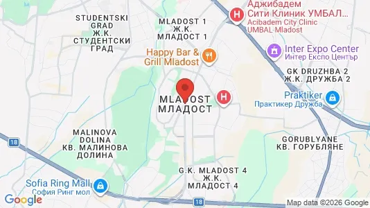 Houses for rent i Sofia Mladost - kort over placeringen