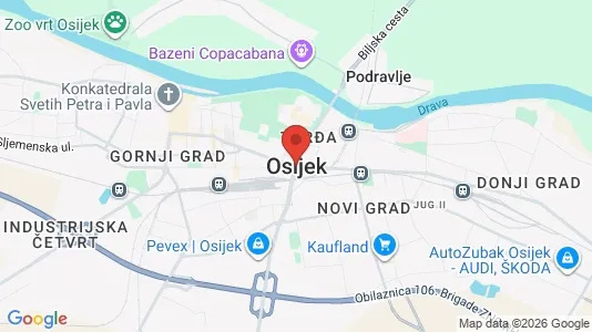 Apartments for rent i Osijek - kort over placeringen