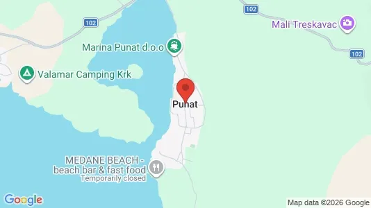 Apartments for rent i Punat - kort over placeringen
