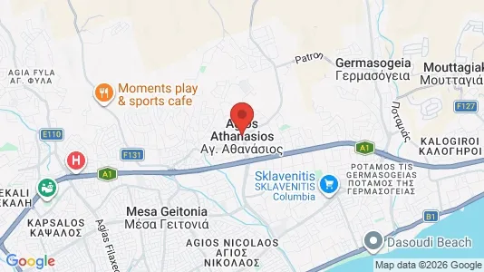Apartments for rent i Agios Athanasios - kort over placeringen