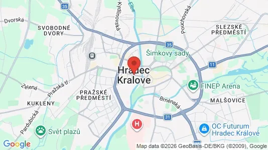 Apartments for rent i Hradec Králové - kort over placeringen