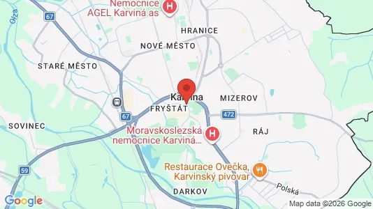 Apartments for rent i Karviná - kort over placeringen