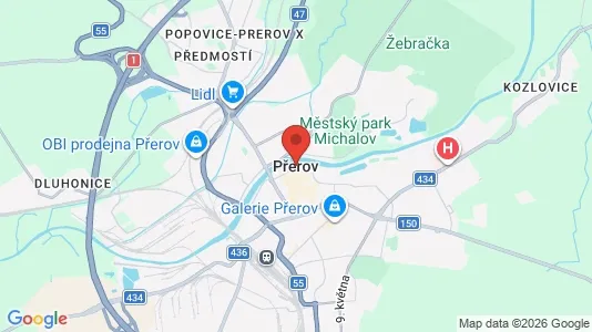 Apartments for rent i Přerov - kort over placeringen