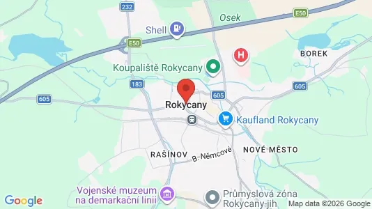 Apartments for rent i Rokycany - kort over placeringen
