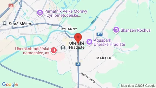 Apartments for rent i Uherské Hradiště - kort over placeringen