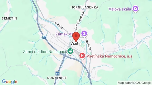 Apartments for rent i Vsetín - kort over placeringen