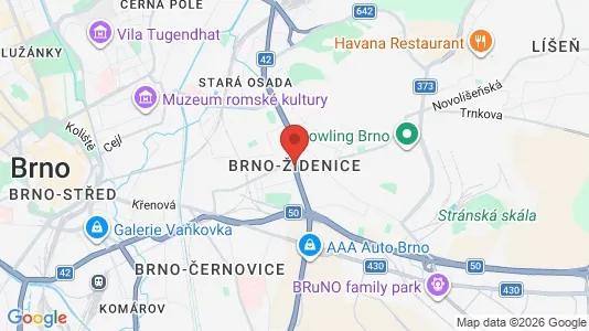 Apartments for rent i Brno-Židenice - kort over placeringen