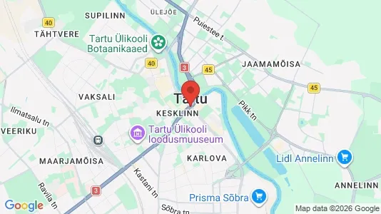 Apartments for rent i Tartu - kort over placeringen