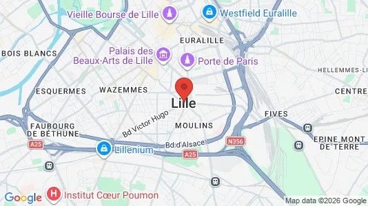 Apartments for rent i Lille - kort over placeringen
