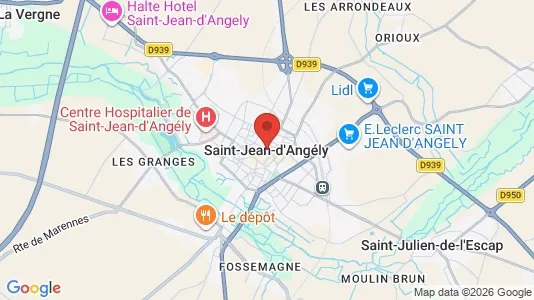 Houses for rent i Saint-Jean-d'Angély - kort over placeringen