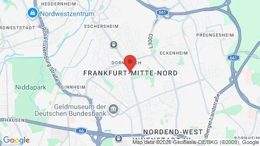 Apartments for rent i Frankfurt Mitte-Nord - kort over placeringen