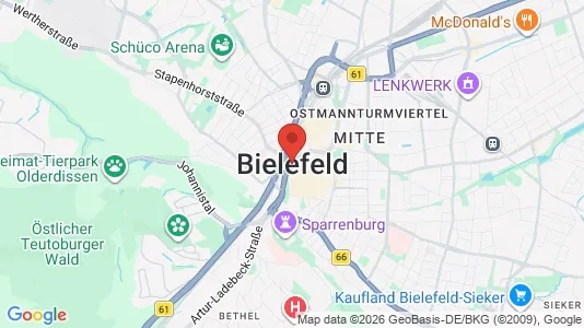 Apartments for rent i Bielefeld - kort over placeringen