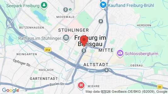 Apartments for rent i Freiburg im Breisgau - kort over placeringen