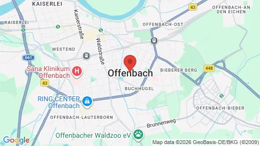 Apartments for rent i Offenbach am Main - kort over placeringen